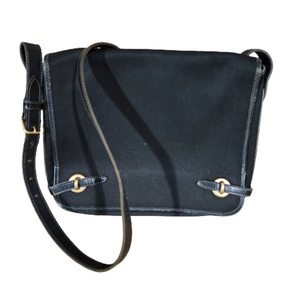 Timeless Dooney & Bourke Black Leather and Canvas Crossbody Medium